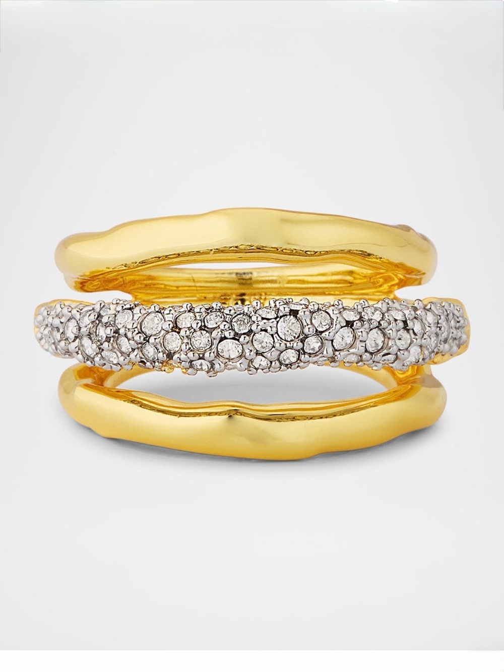 14K Gold Plate Crystal Stacked Ring Size 7 Alexis Bittar Solanales SB11